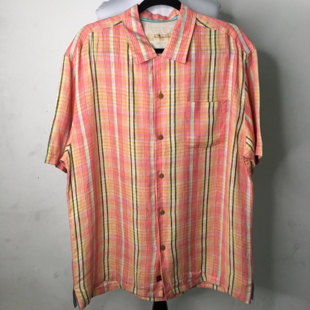 Tommy Bahama Men's Multicolor 100% Linen Short Sleeve Button Down Shirt Size L